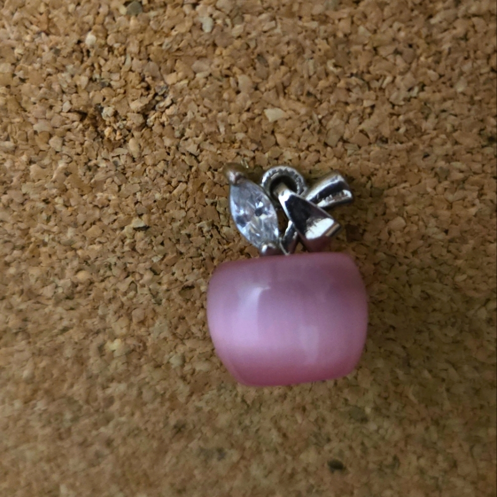 Pink Apple 925 Sterling Silver Pendant Cz.